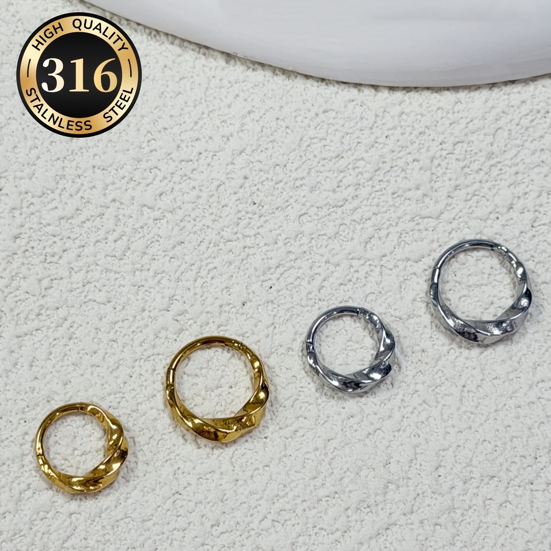 316 Stainless Steel Wave Twisted Spiral Hinge Clicker Nose Hoop